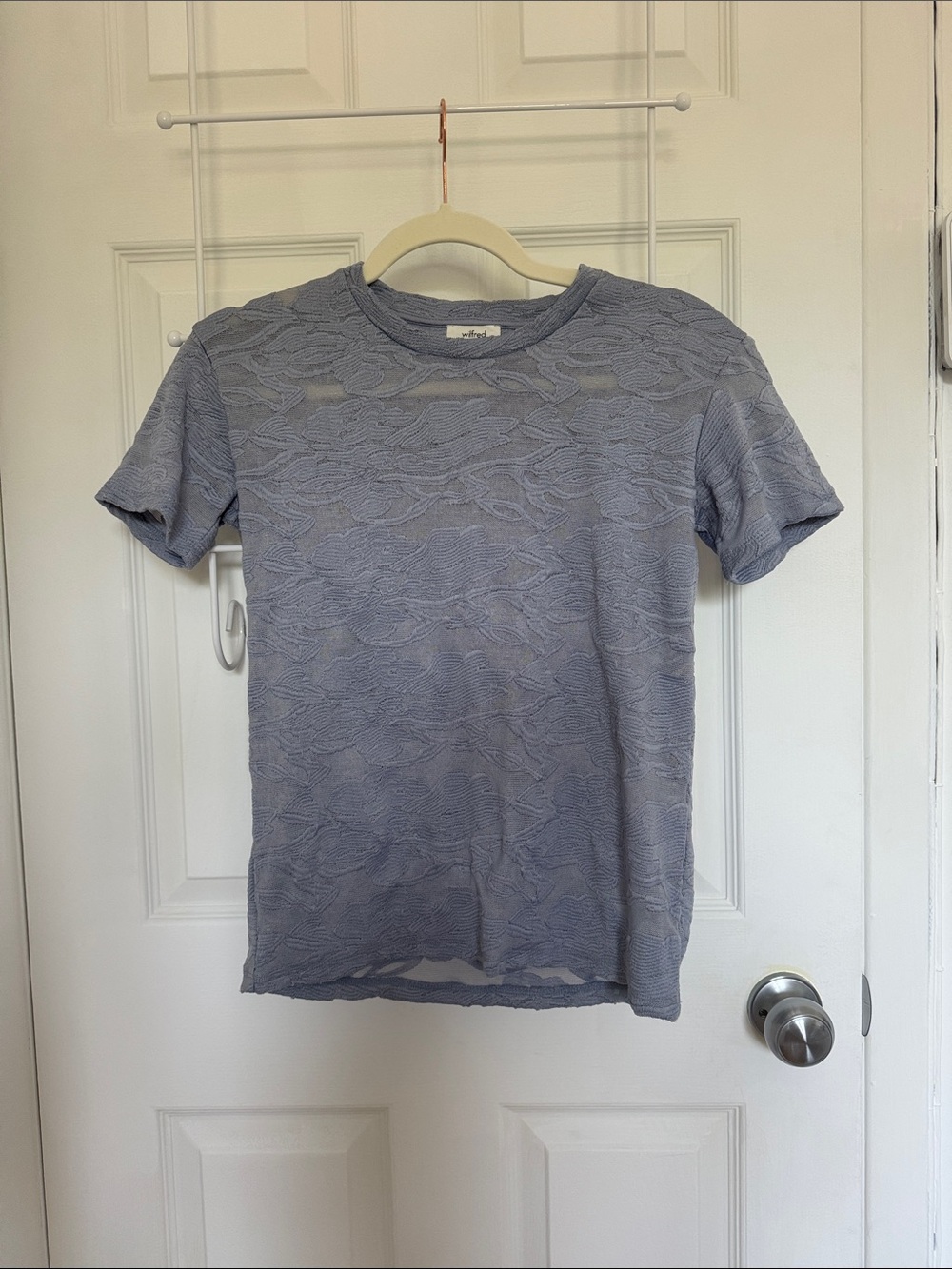Aritzia Wilfred Powder Blue Short Sleeve Textured Tee